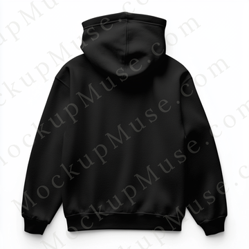 Hoodie Mockup – Gildan 18500 Black Unisex, No Model, Back View