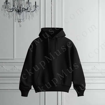 Hoodie Mockup – Gildan 18500 Black Unisex, Studio Display, Front View
