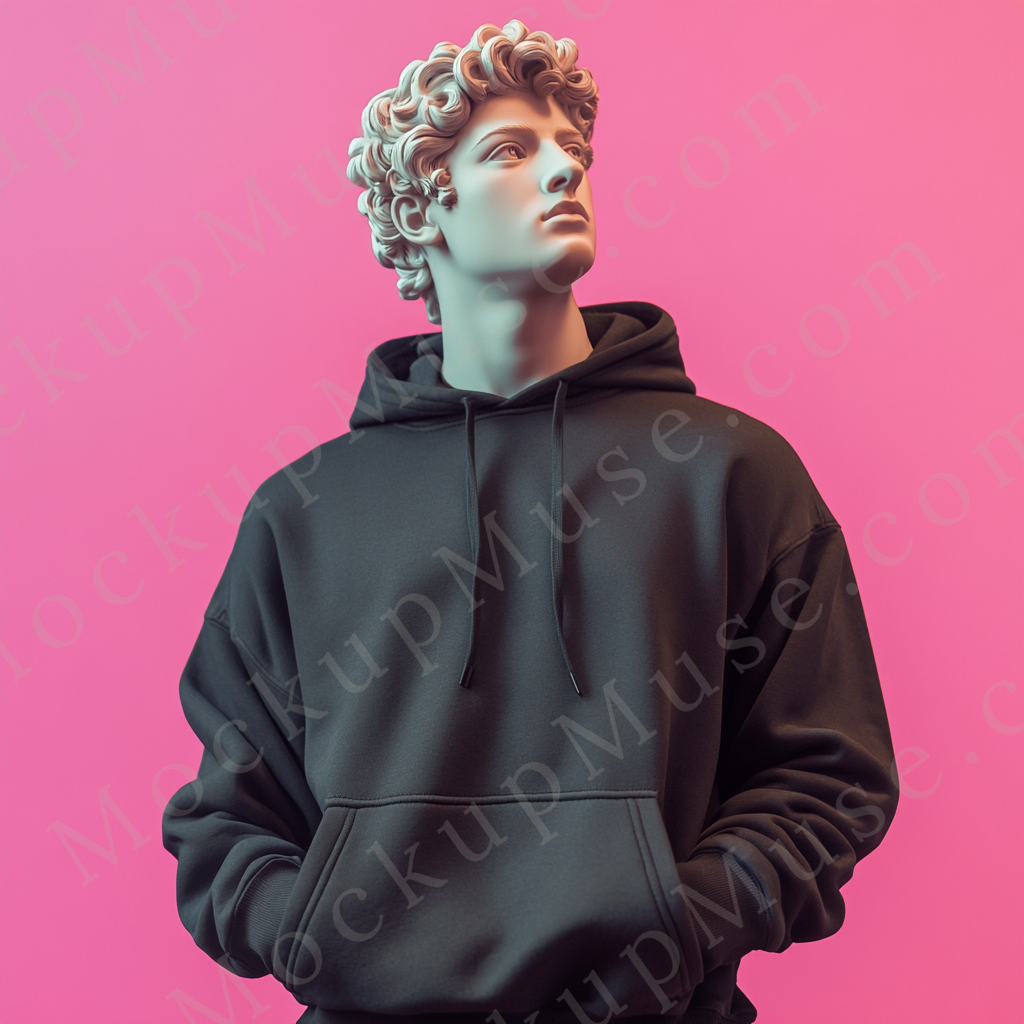 Hoodie Mockup for Men – Gildan 18500 Black, Shop Listing Ready, Front View