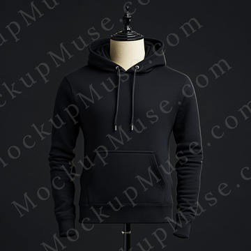 Hoodie Mockup – Gildan 18500 Black Unisex, No Model, Front View