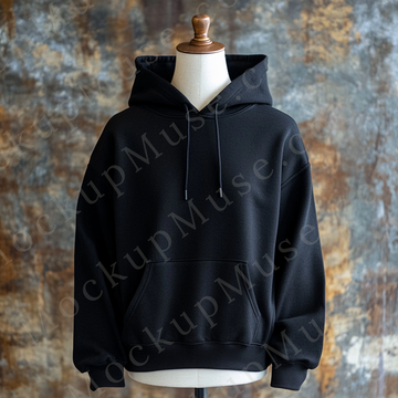 Hoodie Mockup – Gildan 18500 Black Unisex, Studio Display, Front View