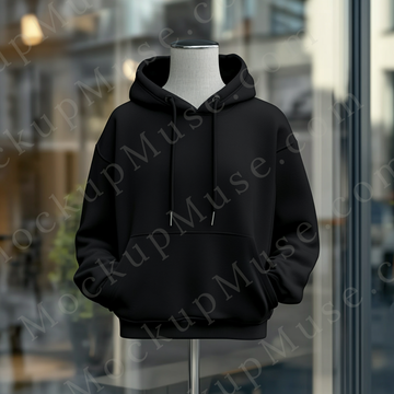 Hoodie Mockup – Gildan 18500 Black Unisex, No Model, Front View