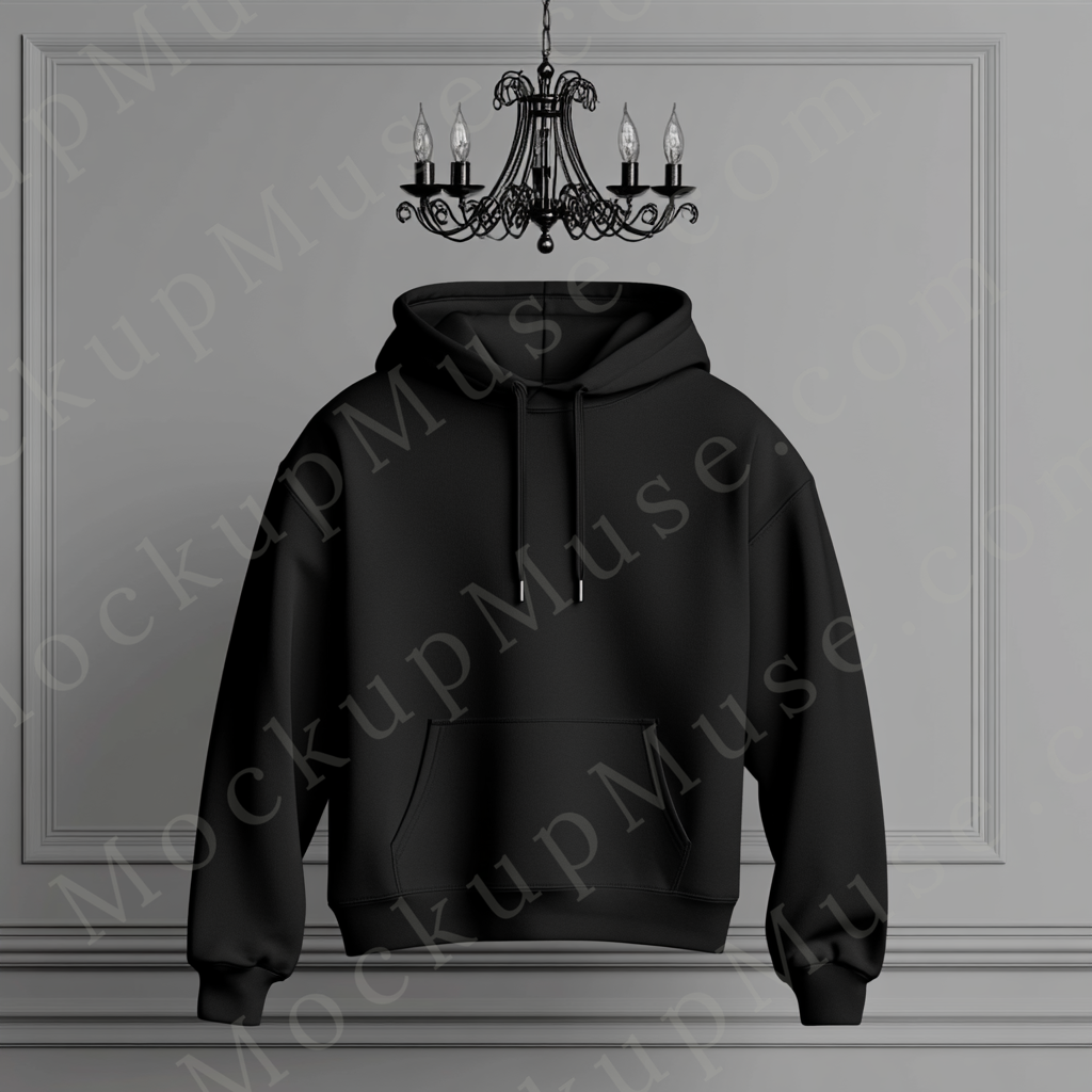 Hoodie Mockup – Gildan 18500 Black Unisex, Shop Listing Ready, Front View