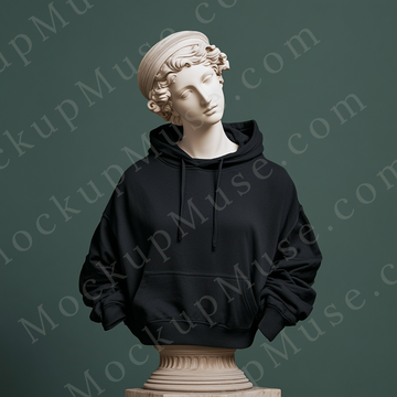 Hoodie Mockup for Women – Gildan 18500 Black, Studio Display, Front View