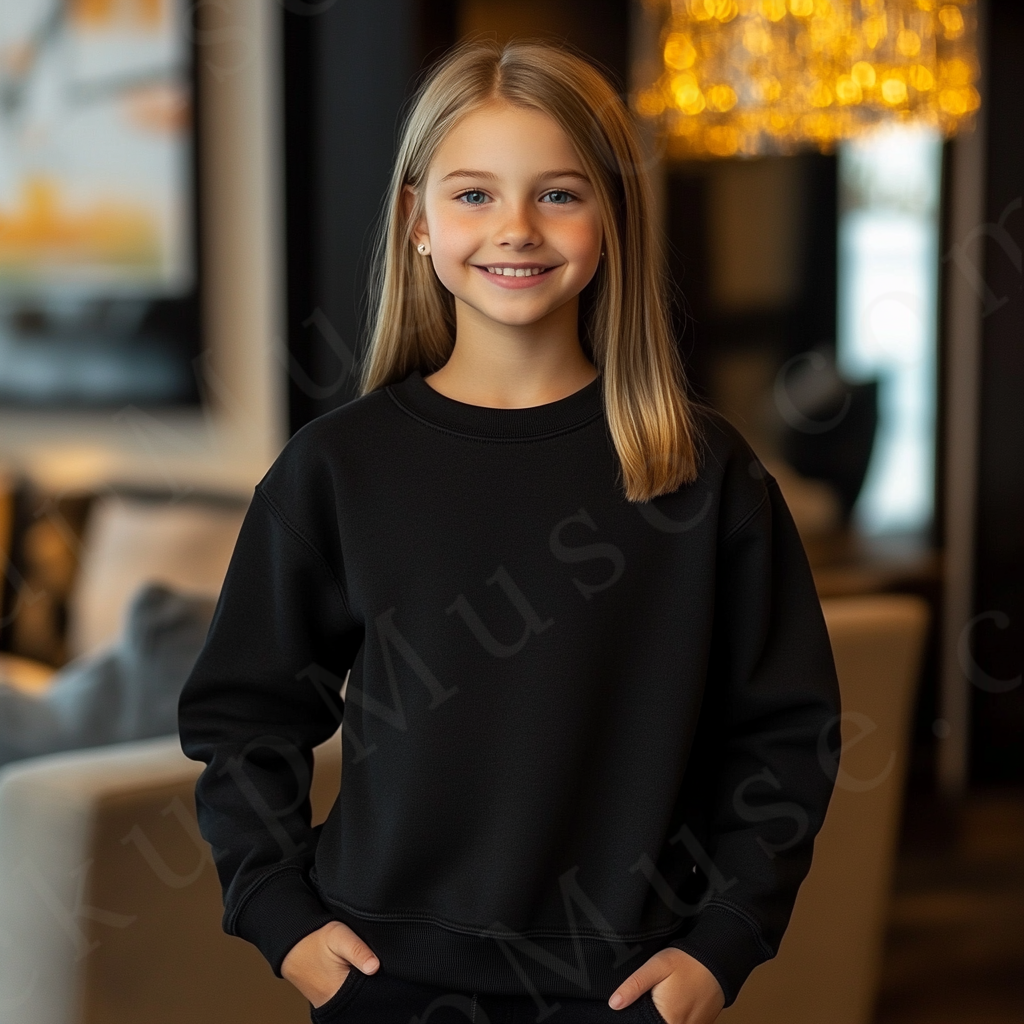 Black Kids Sweatshirt Mockup – Lifestyle Scene