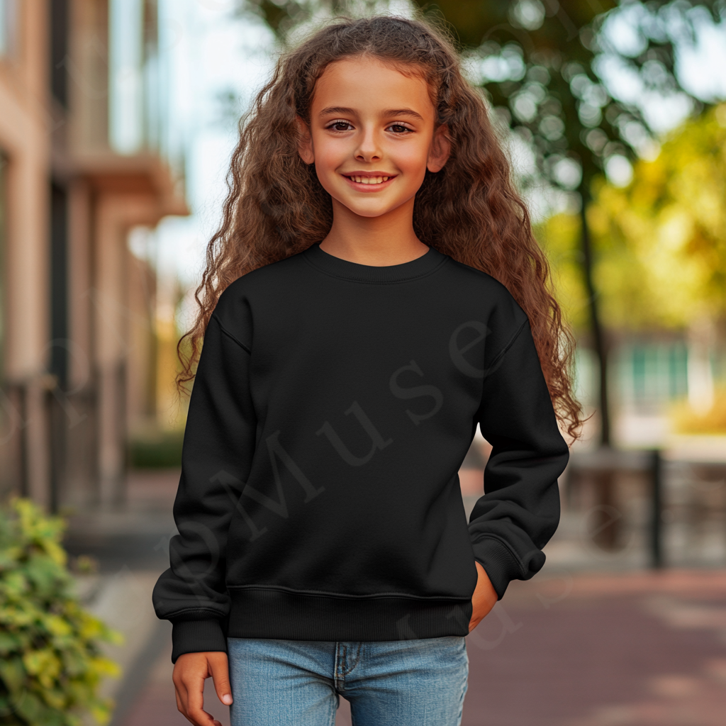 Black Kids Sweatshirt Mockup – Lifestyle Scene