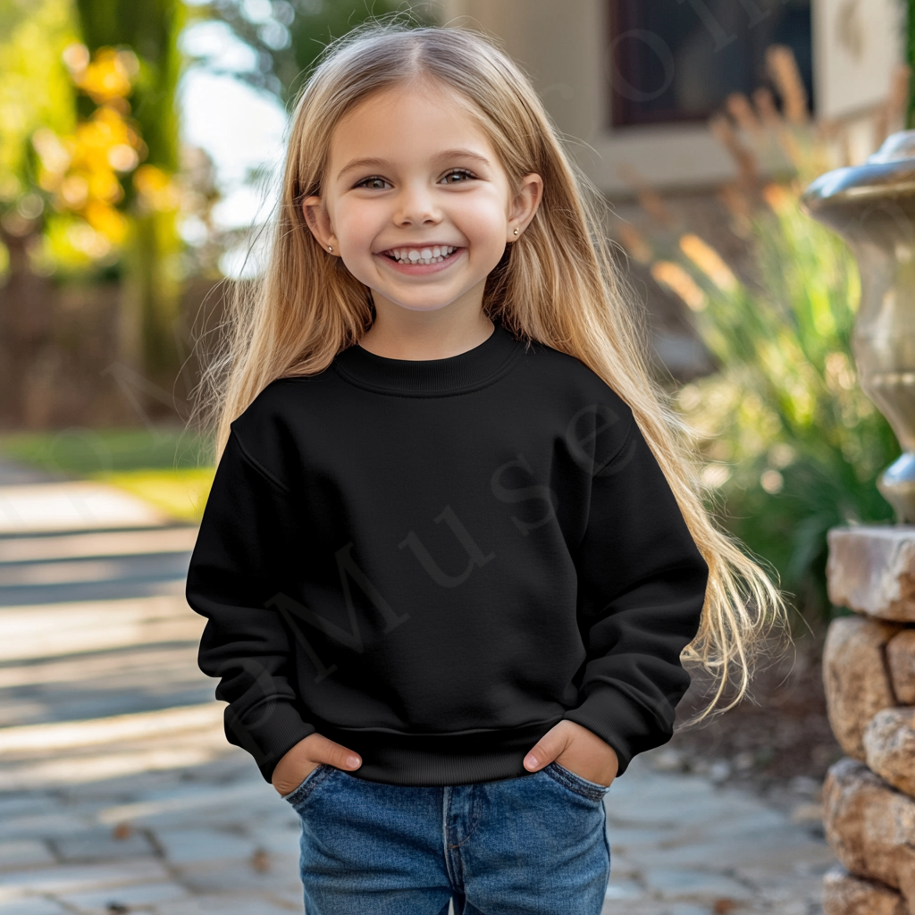 Black Kids Sweatshirt Mockup – Lifestyle Scene