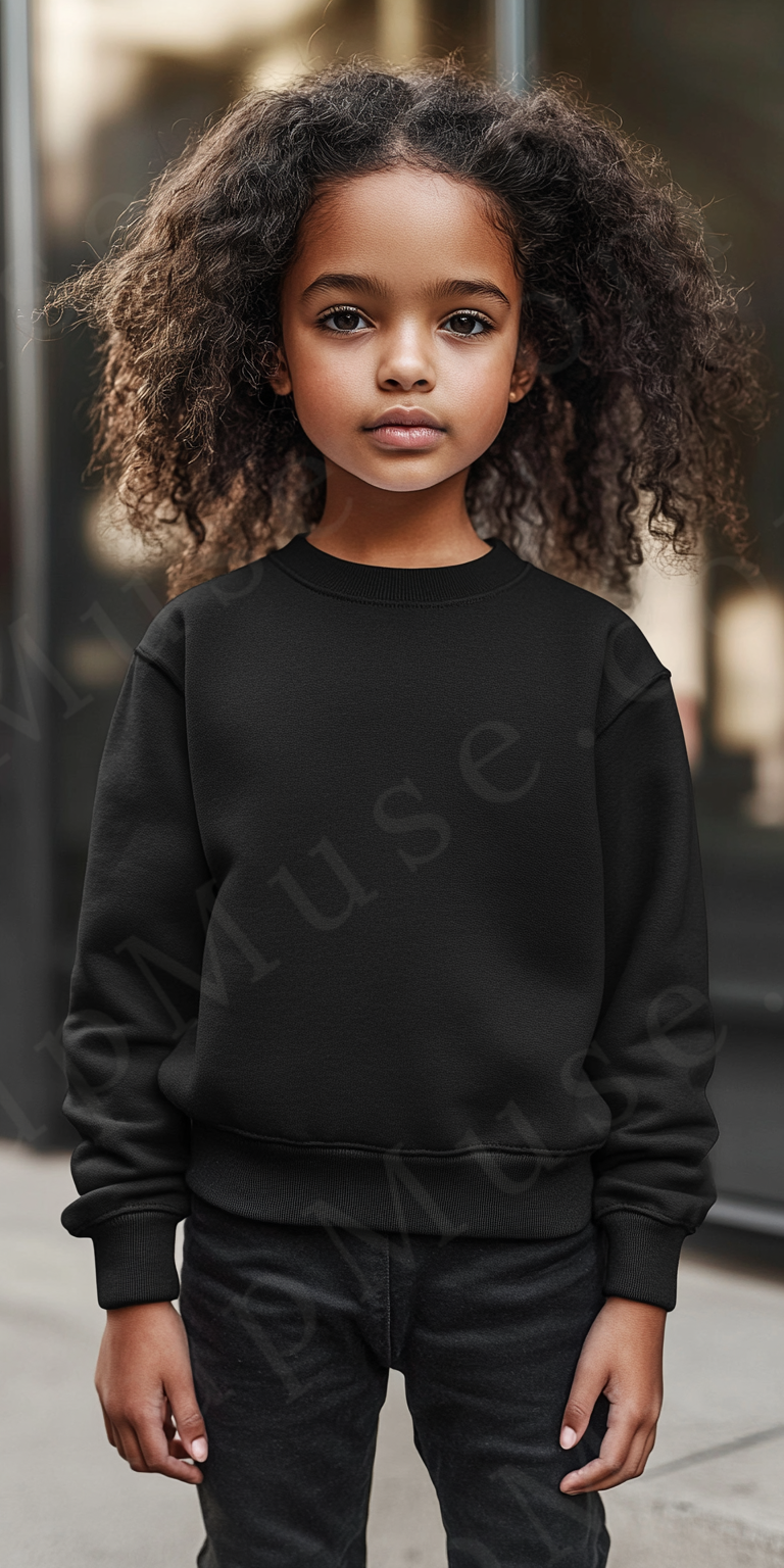 Black Kids Sweatshirt Mockup – Lifestyle Scene