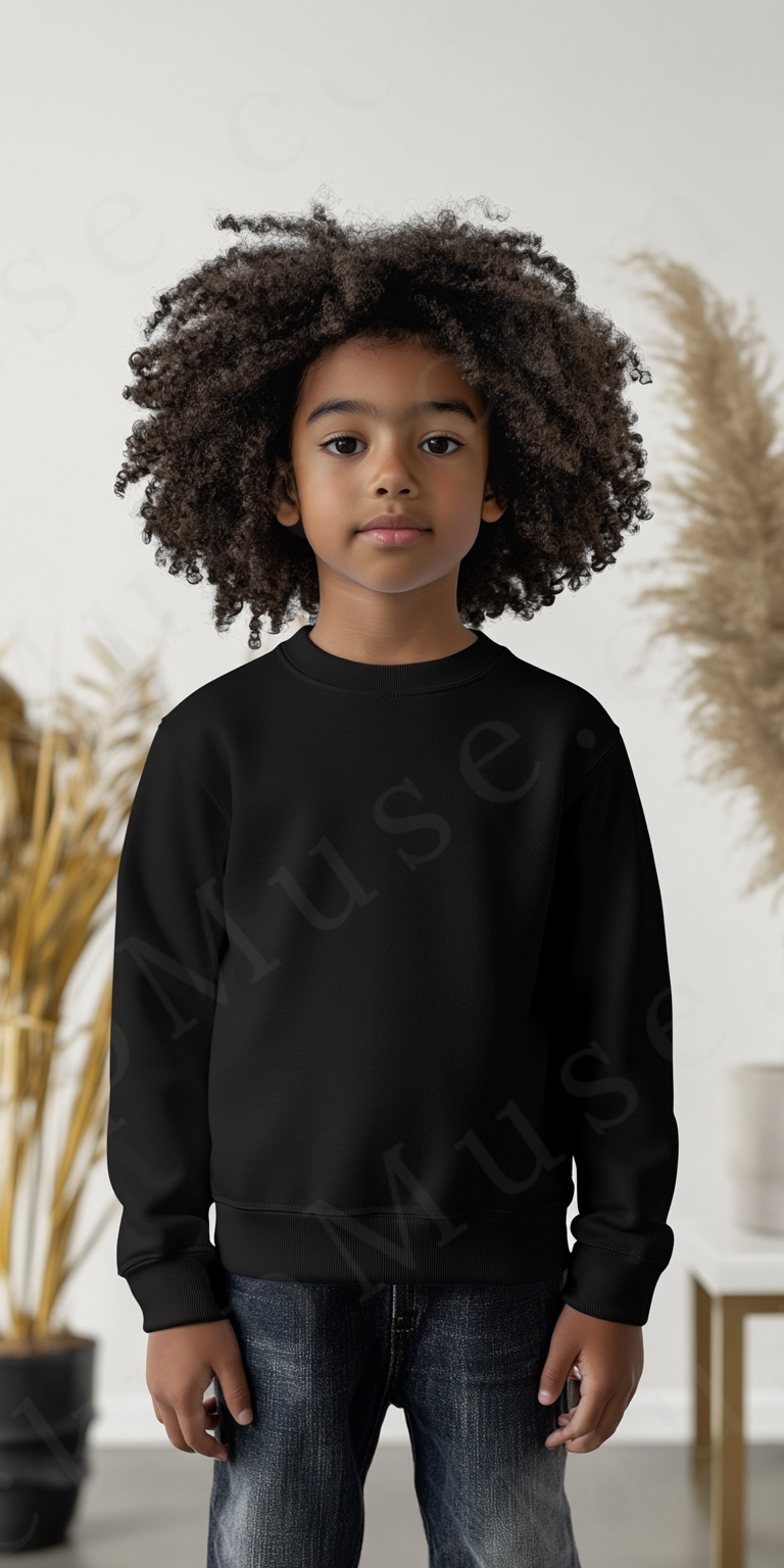 Black Kids Sweatshirt Mockup – Lifestyle Scene