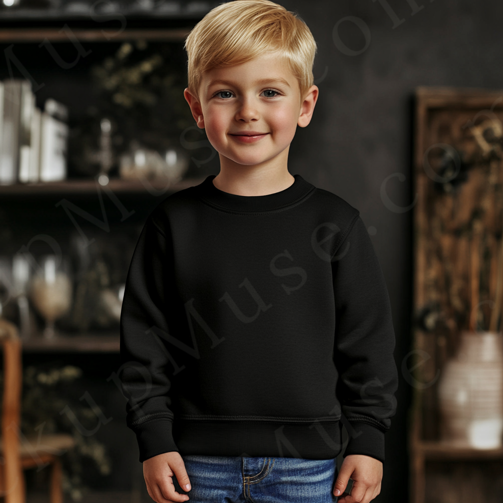 Black Kids Sweatshirt Mockup – Lifestyle Scene
