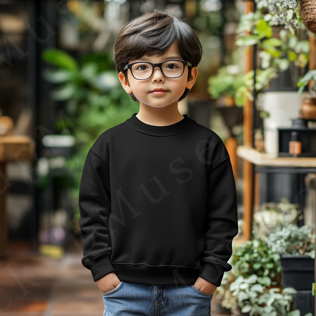 Black Kids Sweatshirt Mockup – Lifestyle Scene