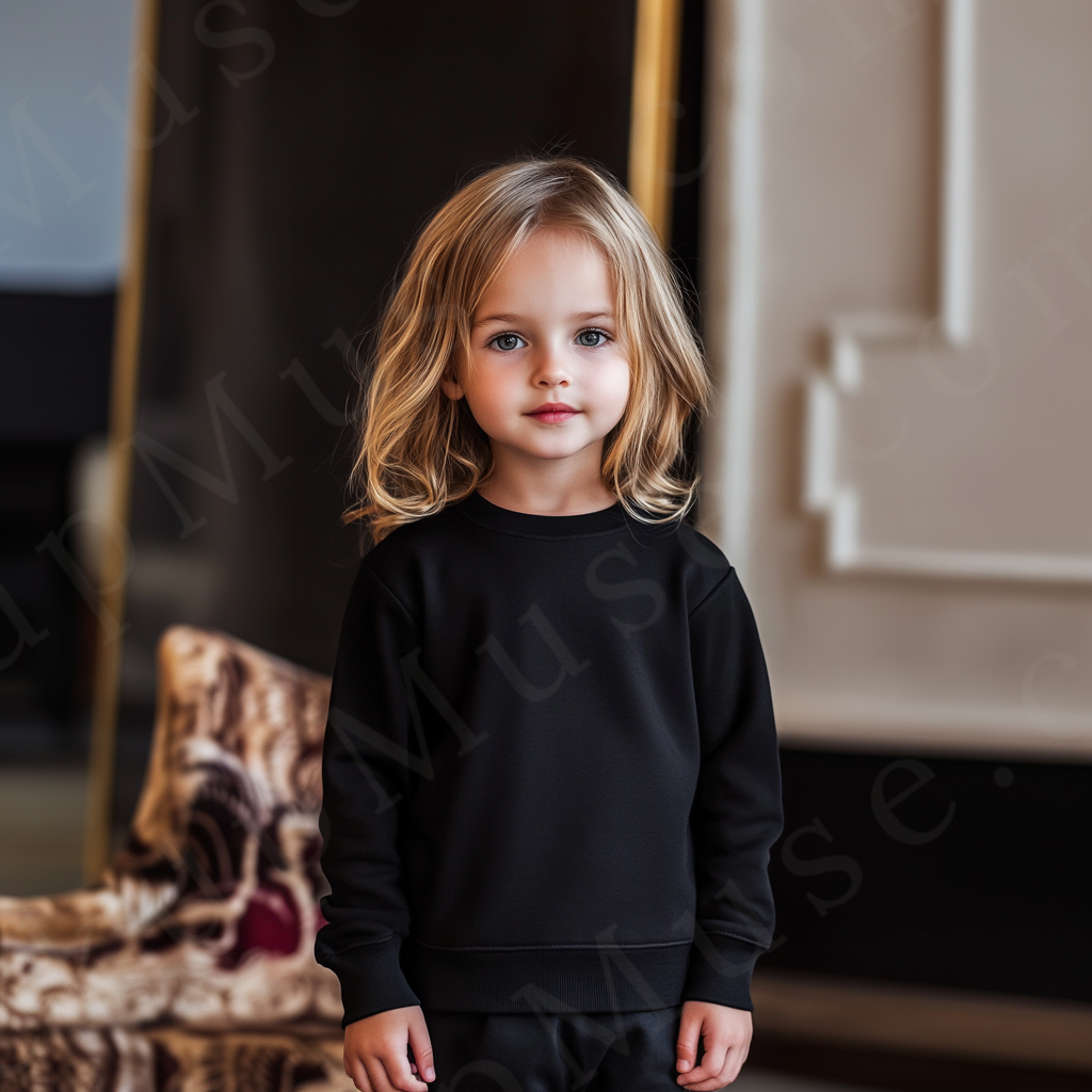 Black Kids Sweatshirt Mockup – Lifestyle Scene