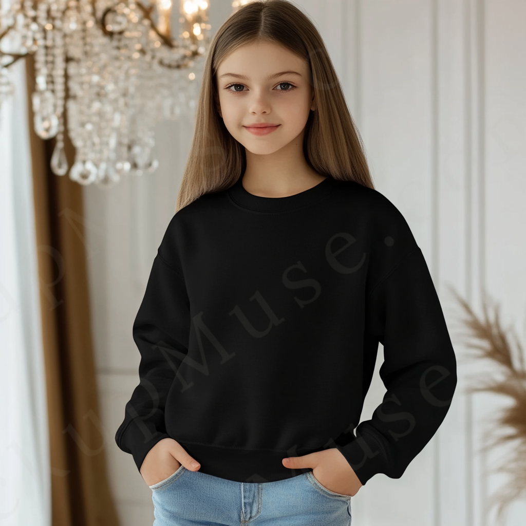 Black Kids Sweatshirt Mockup – Lifestyle Scene