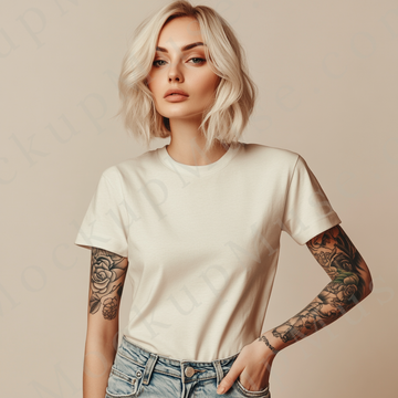 T-shirt Mockup, Cream - Women's, Studio