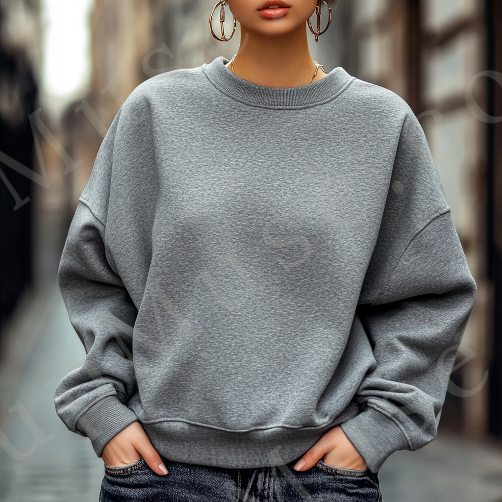 Women's Grey Sweatshirt Mockup – Lifestyle Scene