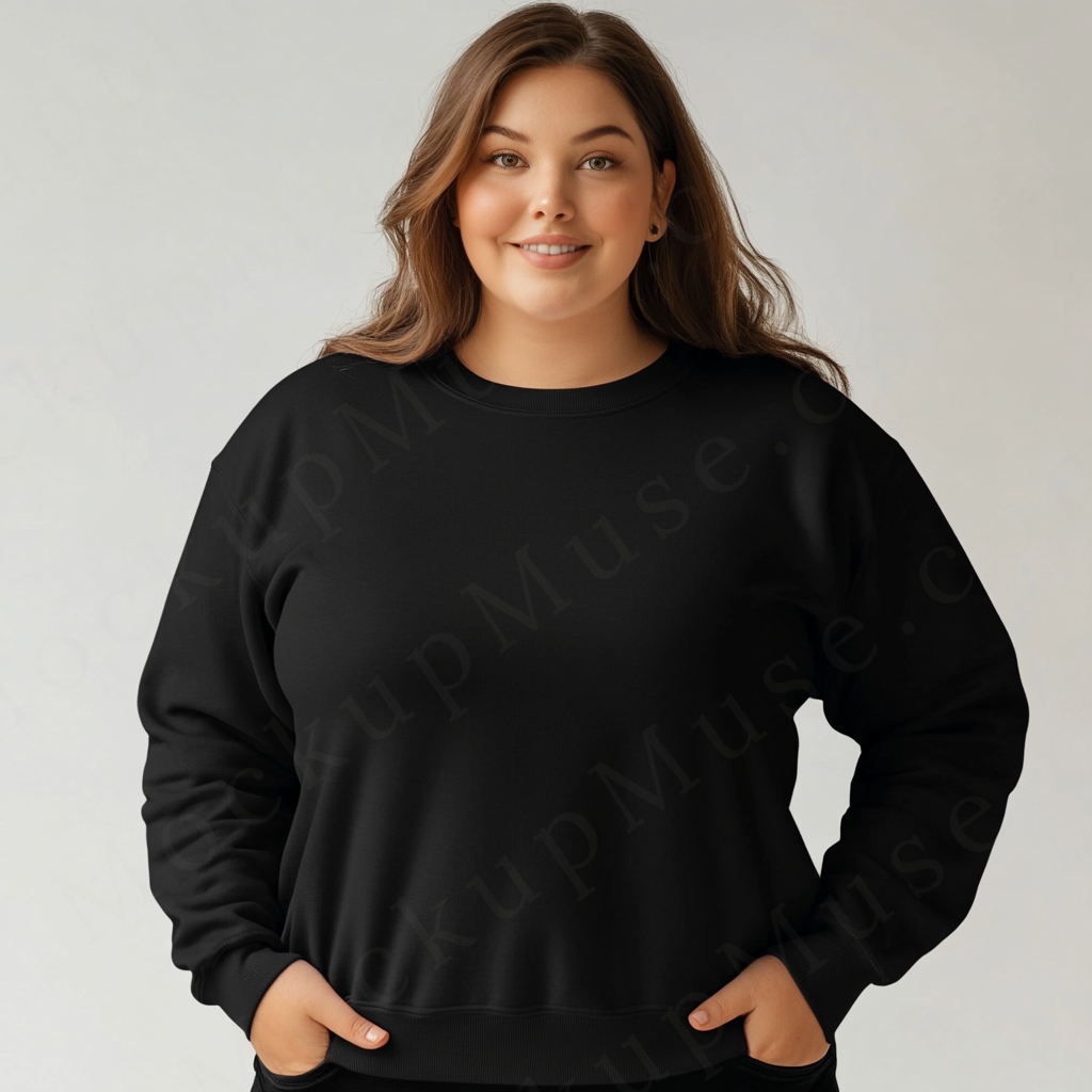 Women’s black crewneck sweatshirt mockup – digital download