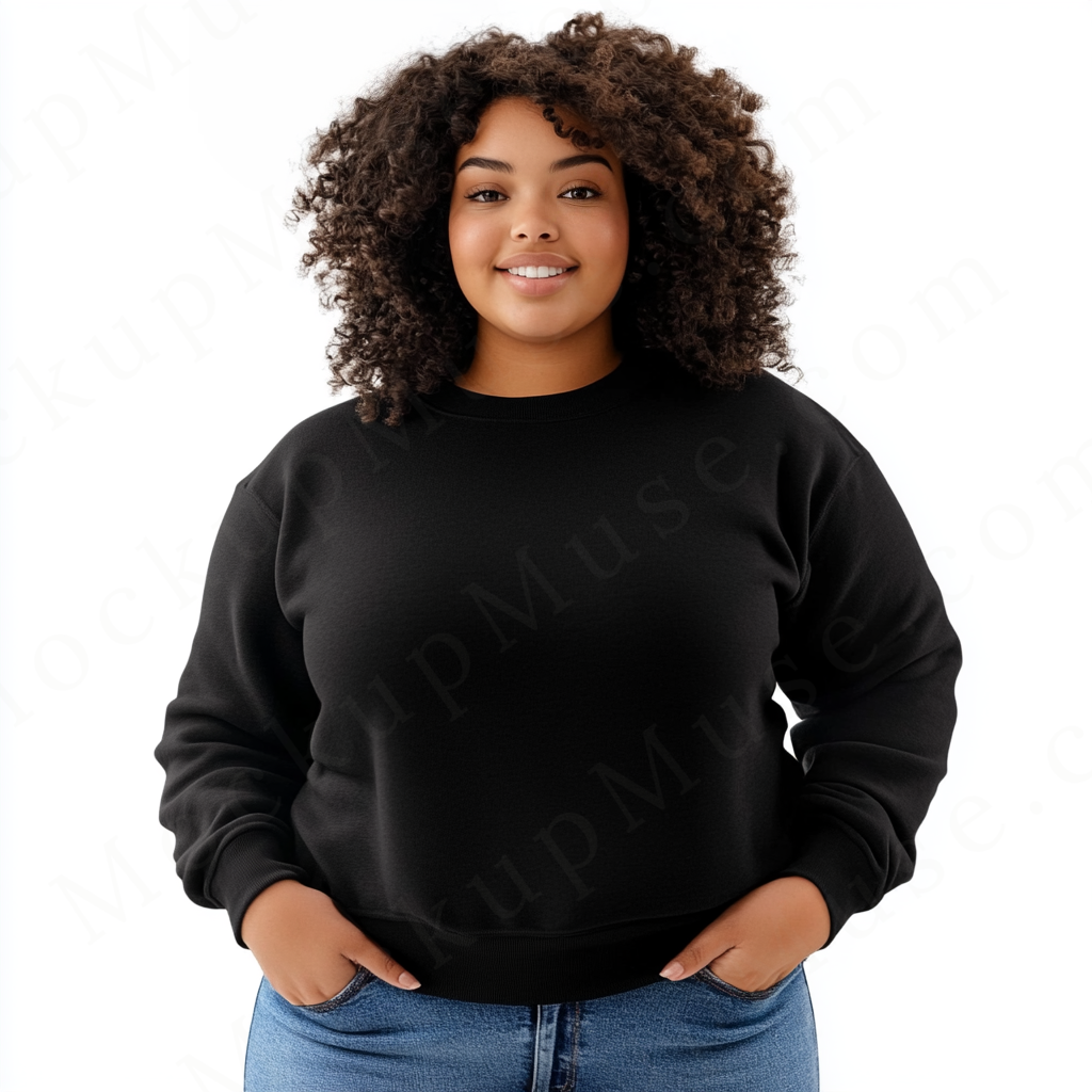 Women’s black crewneck sweatshirt mockup – digital download