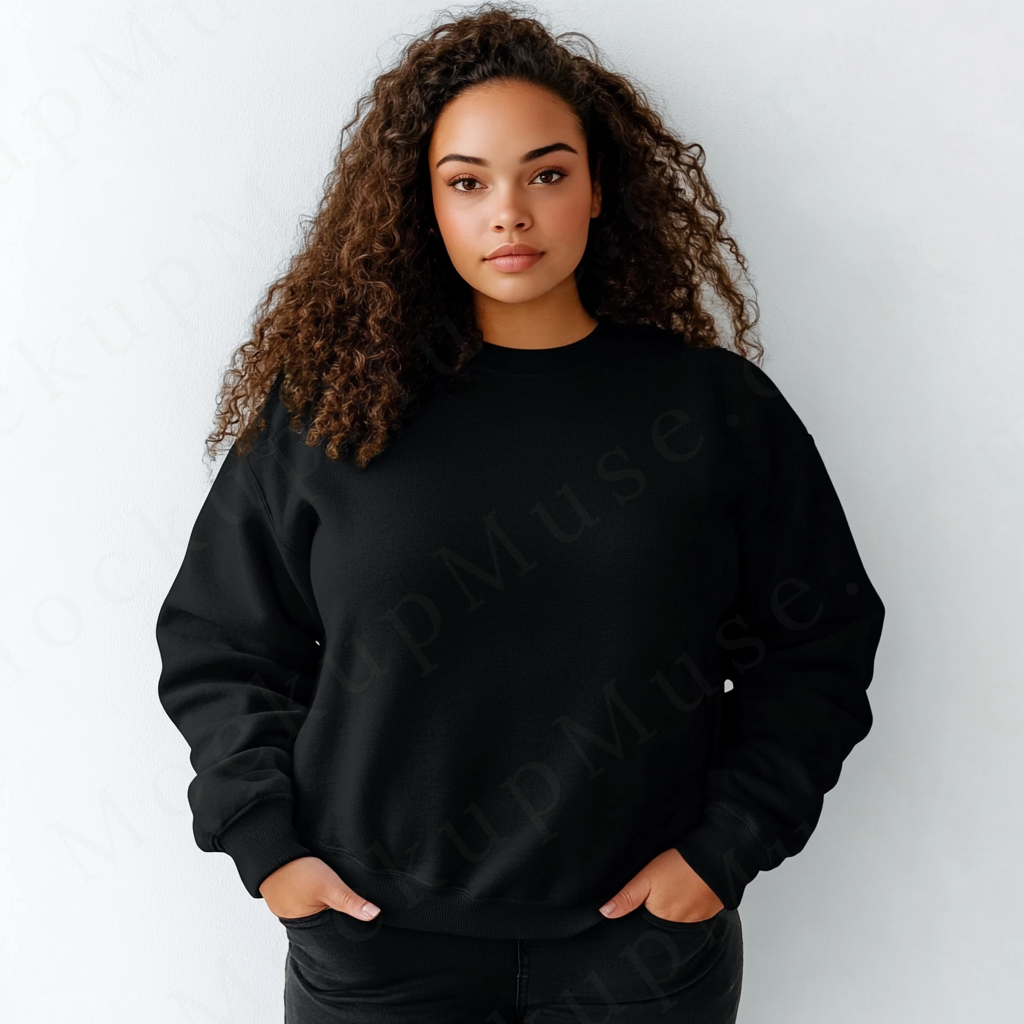 Women’s black crewneck sweatshirt mockup – digital download