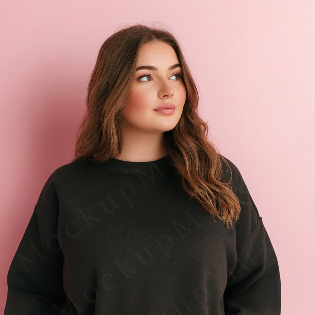 Women’s black crewneck sweatshirt mockup – digital download
