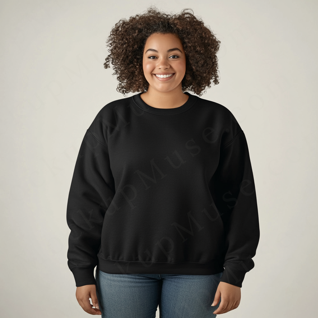 Women’s black crewneck sweatshirt mockup – digital download
