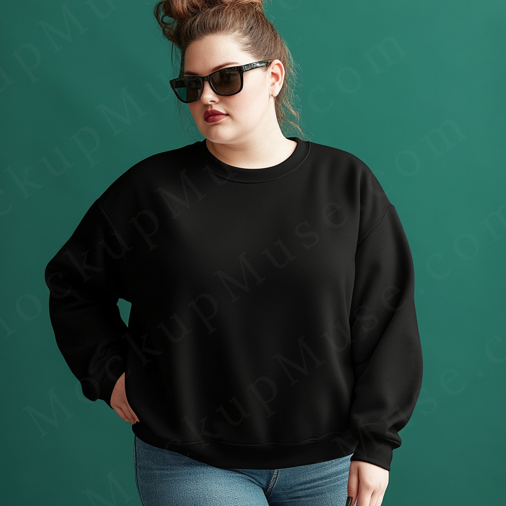 Women’s black crewneck sweatshirt mockup – digital download