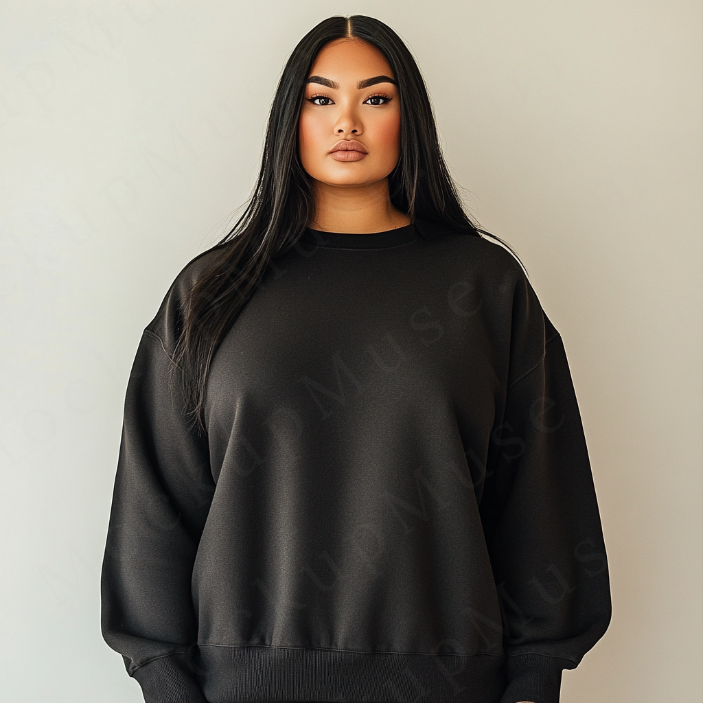 Women’s black crewneck sweatshirt mockup – digital download