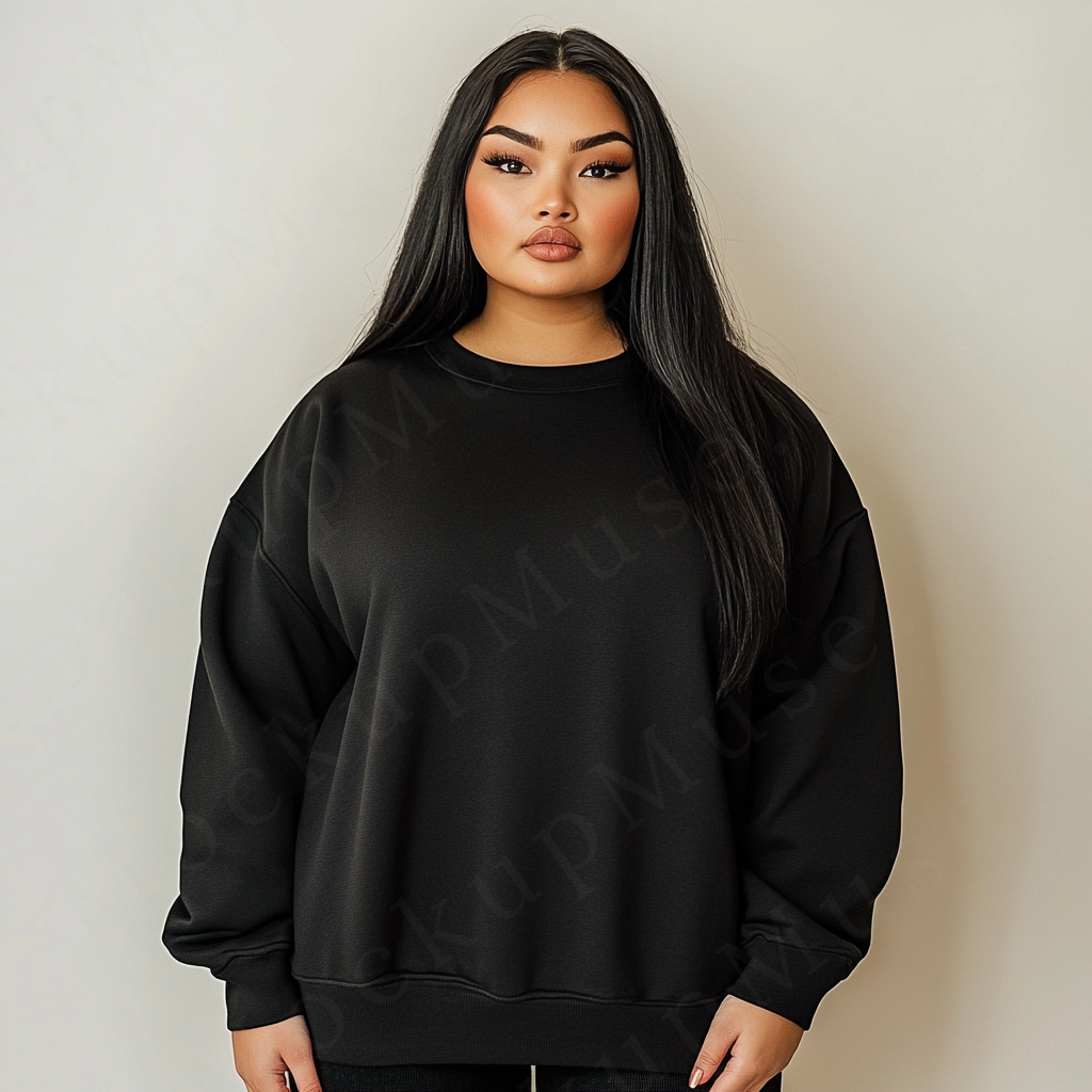 Women’s black crewneck sweatshirt mockup – digital download