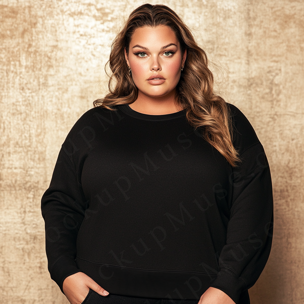 Women’s black crewneck sweatshirt mockup – digital download