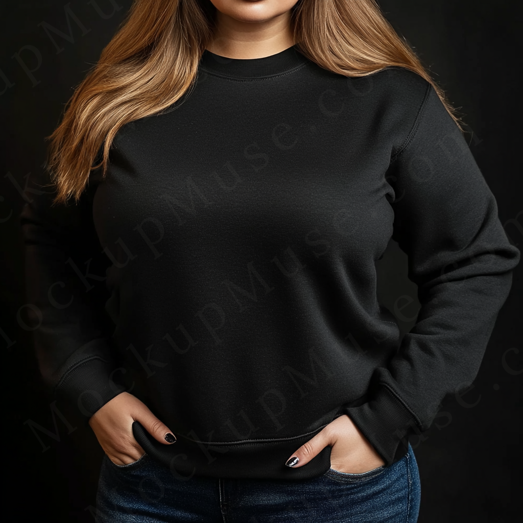 Women’s black crewneck sweatshirt mockup – digital download