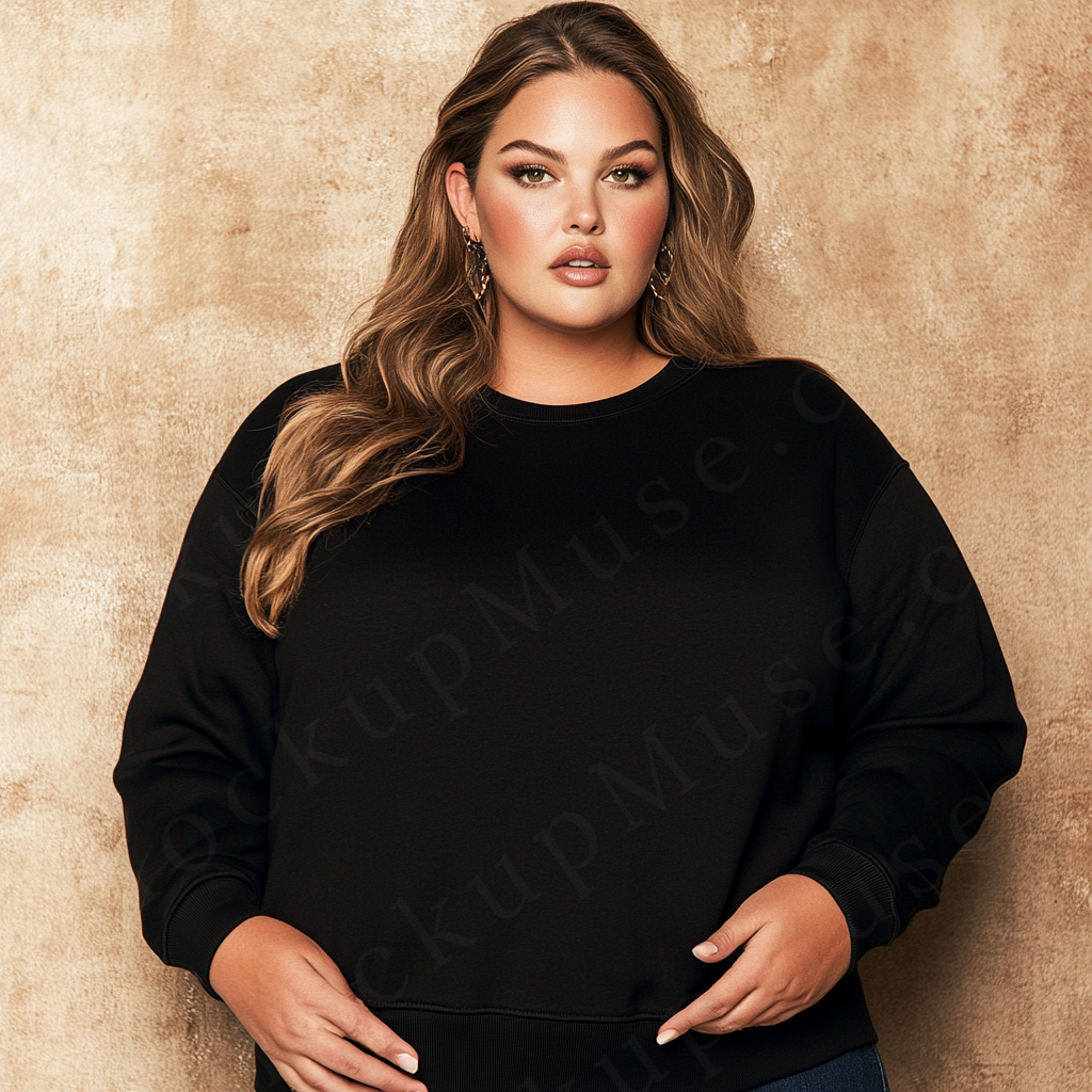 Women’s black crewneck sweatshirt mockup – digital download