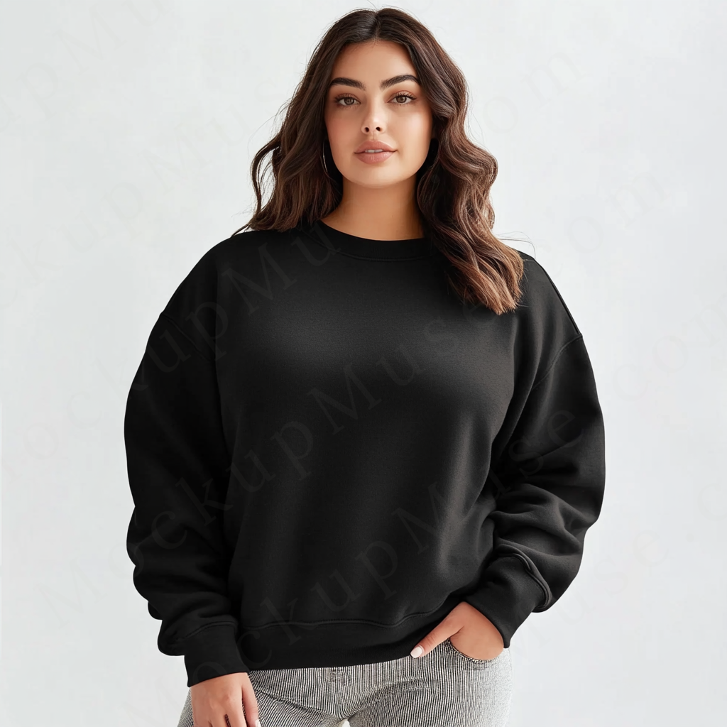 Women’s black crewneck sweatshirt mockup – digital download
