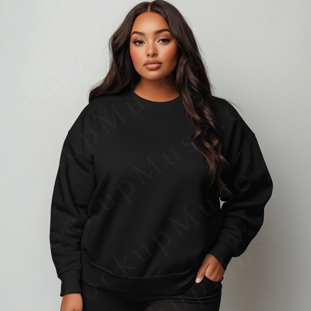 Women’s black crewneck sweatshirt mockup – digital download