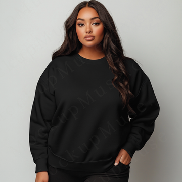 Women’s black crewneck sweatshirt mockup – digital download