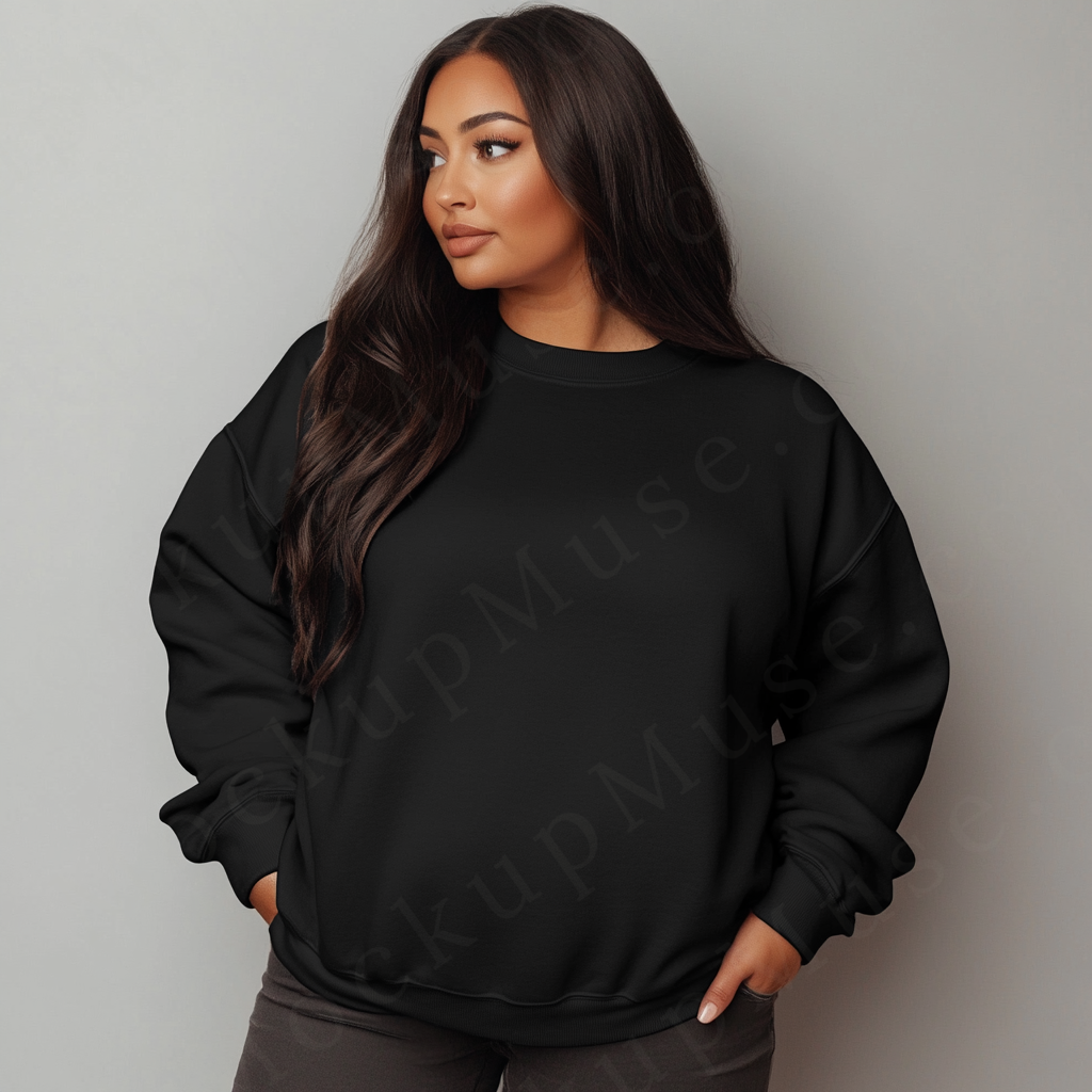 Women’s black crewneck sweatshirt mockup – digital download