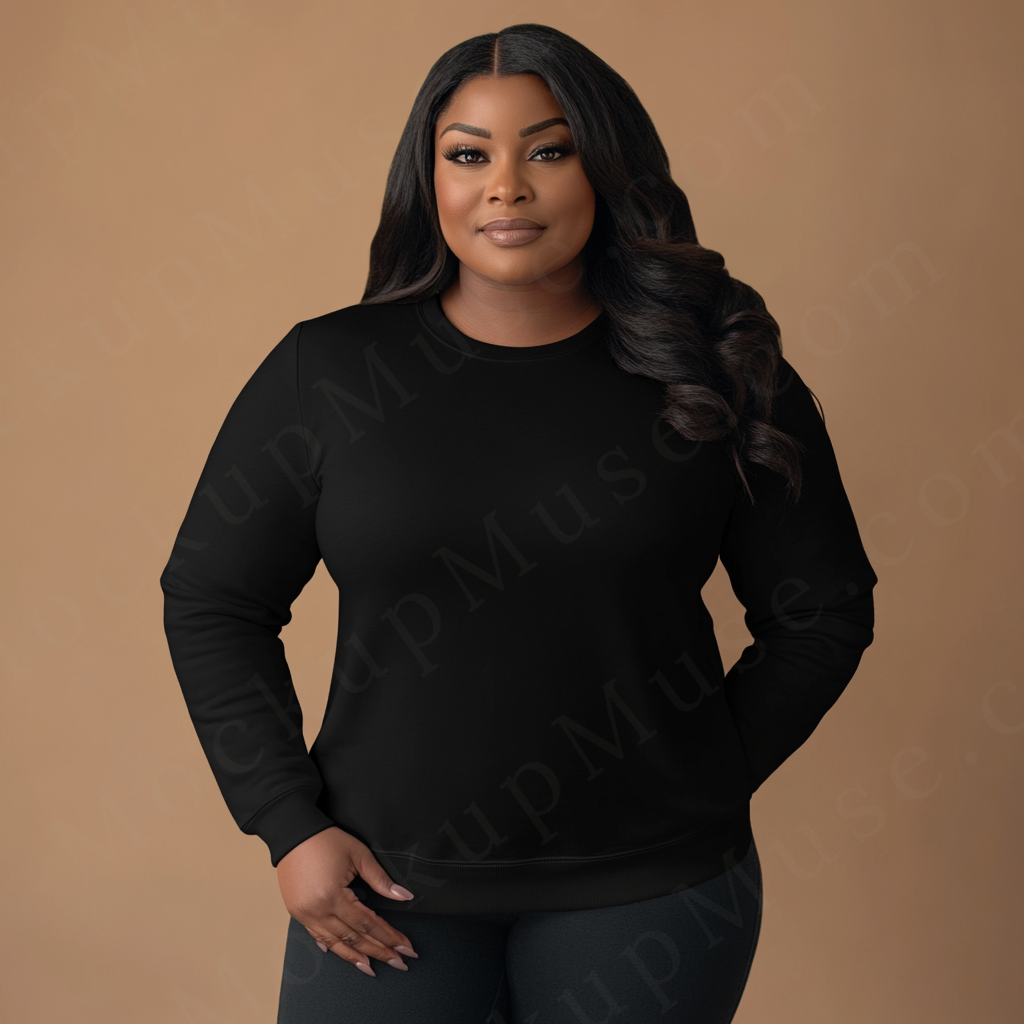 Women’s black crewneck sweatshirt mockup – digital download