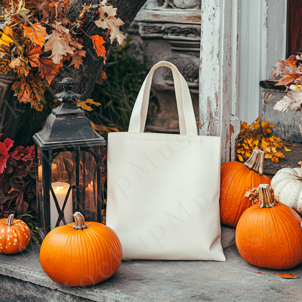 Tote Bag Mockup Liberty OAD113 – Pumpkin Fall Scene