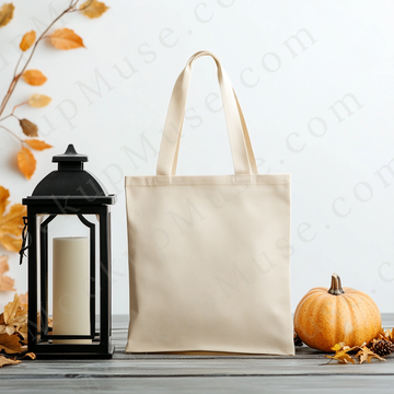 Tote Bag Mockup Liberty OAD113 – Lantern and Pumpkin Halloween Scene