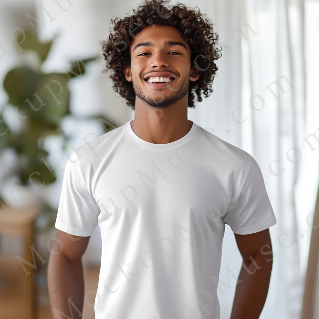 T‑Shirt Mockup – Gildan 5000 Men’s White Crewneck, Short Sleeve — Lifestyle Scene