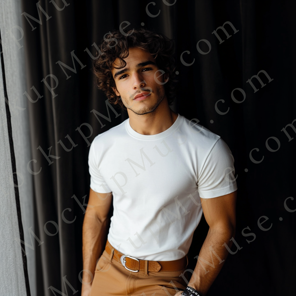 T‑Shirt Mockup – Gildan 5000 Men’s White Crewneck, Short Sleeve — Editorial Look