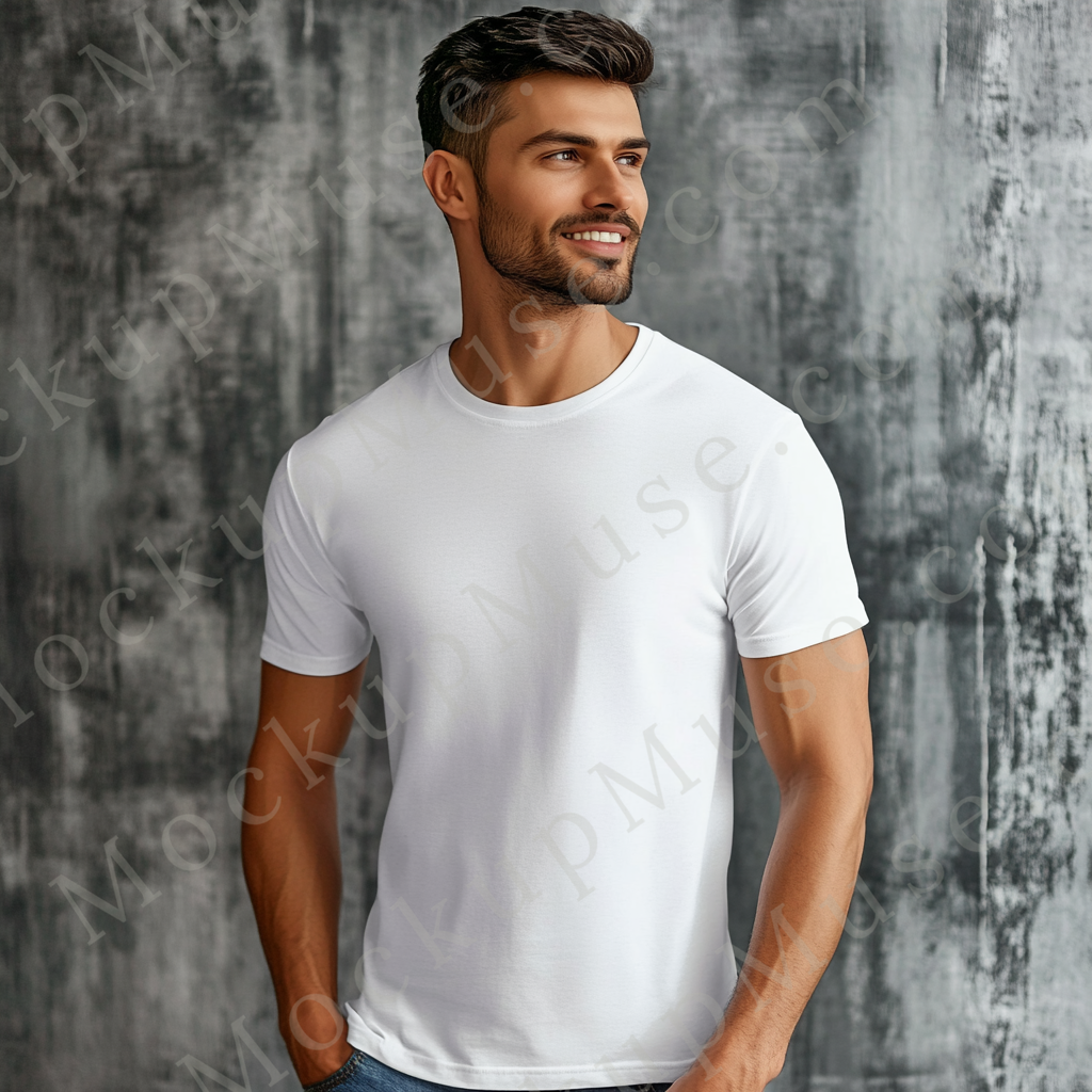 T‑Shirt Mockup – Gildan 5000 Men’s White Crewneck, Short Sleeve — Lifestyle Scene