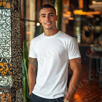 T‑Shirt Mockup – Gildan 5000 Men’s White Crewneck, Short Sleeve — Tattoos