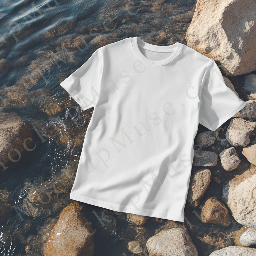 Unisex T‑Shirt Mockup, Gildan 5000 Unisex Crewneck Tee, flat lay studio, white, studio light