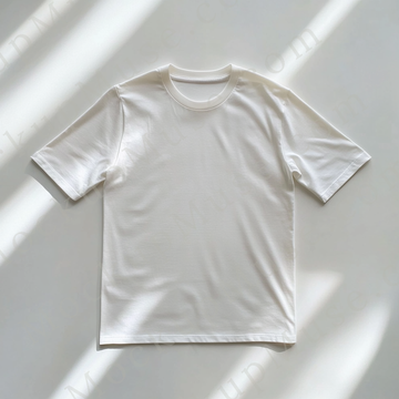 Unisex T‑Shirt Mockup, Gildan 5000 Unisex Crewneck Tee, flat lay studio, white, studio light