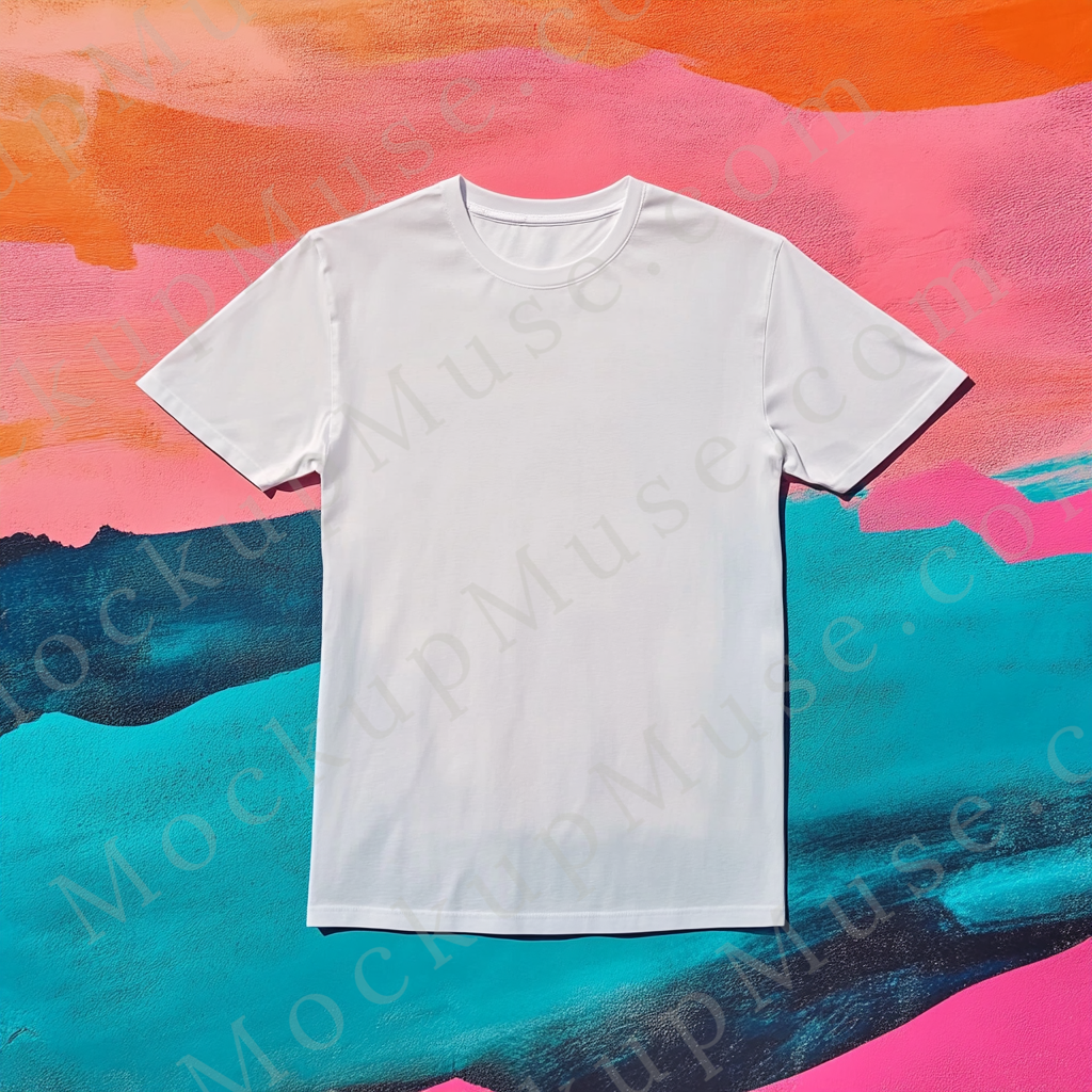 Unisex T‑Shirt Mockup, Gildan 5000 Unisex Crewneck Tee, flat lay studio, white, studio light