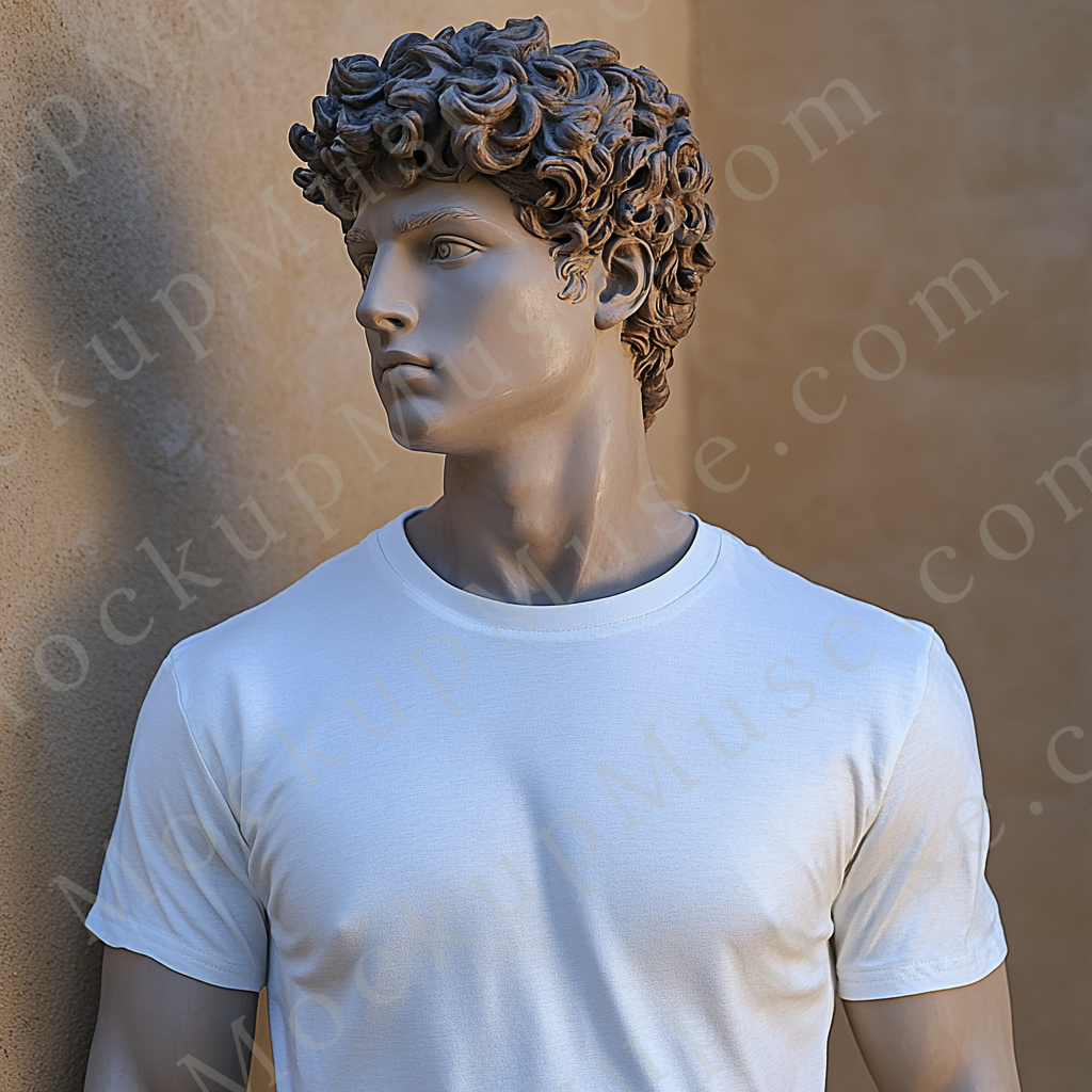 Unisex T‑Shirt Mockup, Gildan 5000 Unisex Crewneck Tee, ghost mannequin front, white, studio light
